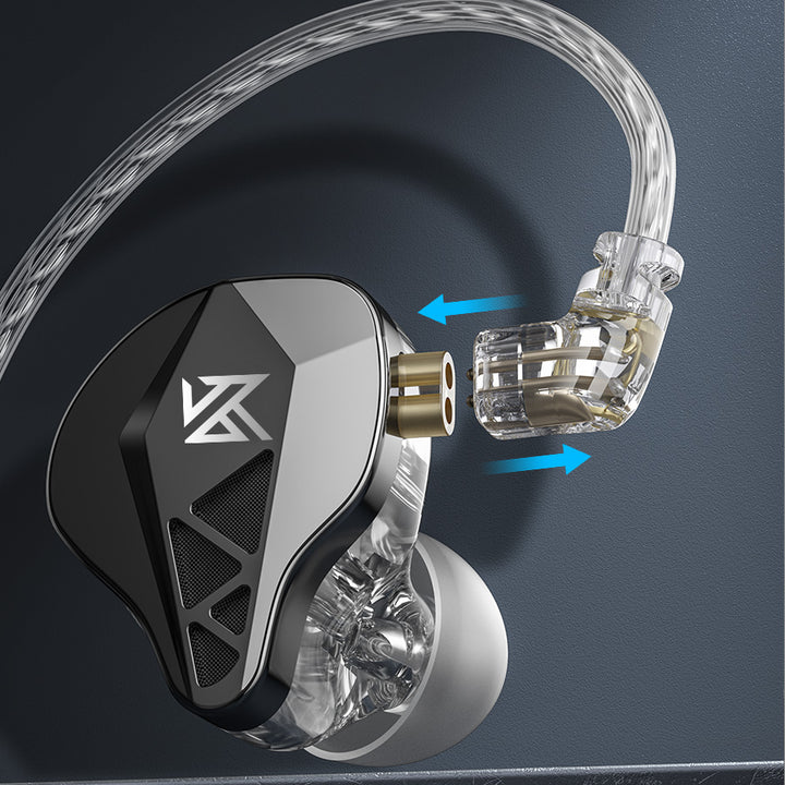 【KZ EDXS——Clearance】 Single Dynamic In-Ear Monitor – 10mm Composite Diaphragm DD, High Resolution Audio, 3D Design Metal Face Cover, 0.75mm 2-Pin, Silver-Plated Flat Cable,