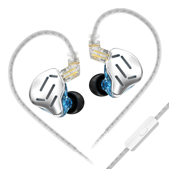 【KZ ZAX——Clearance】 16-Unit Hybrid In-Ear Monitor – 1DD + 7BA Configuration, Electronic+Physical Dual Adjustment, 0.75mm 2-Pin, 3.5mm Gold-Plated, Silver-Plated Cable, 4 Sub-Frequency Bands