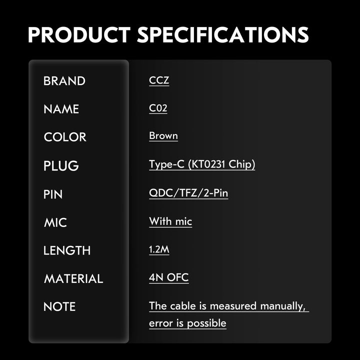 【CCZ C02】Type C IEM Cables, Decoding USB-C Upgraded Cables for Wired Earphone Earbuds - KEEPHIFI