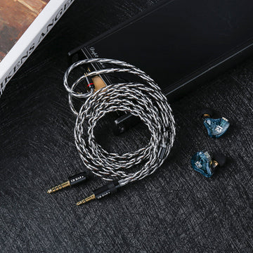 【KBEAR P34】5N 2-Strands 98-Core OFC Silver-Plated HiFi Earphone Upgrade Cable Interchangeable Plug Design - KEEPHIFI