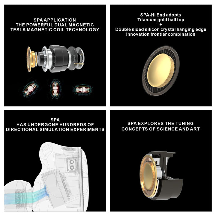 【EarAcoustic Audio SPA-Hi End】in Ear Earphones 11.4mm Titanium Gold Ball Top+Silicon Edge Double Sided Composite Diaphragm Double Magnetic Circuit DD IEM Headphones Earbuds