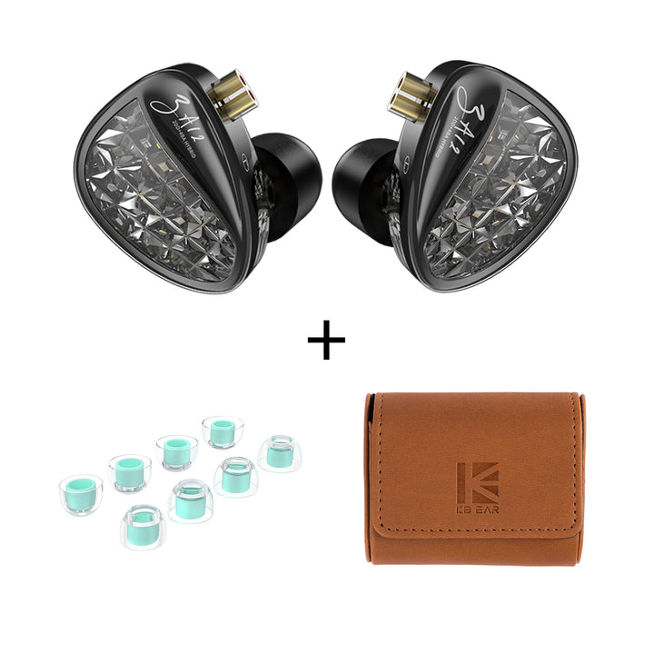 Valentine Bundle 4 KZ ZA12+KBEAR Leather Case for Earphones+KBEAR KT02  Liquid Silicone Eartips - KEEPHIFI