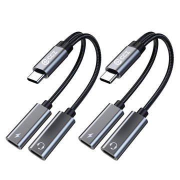 【CCZ CA01】2 in 1 Decoding Adapter Type C to Type C, 3.5mm to Type C Headphone and Charding Adapter - KEEPHIFI