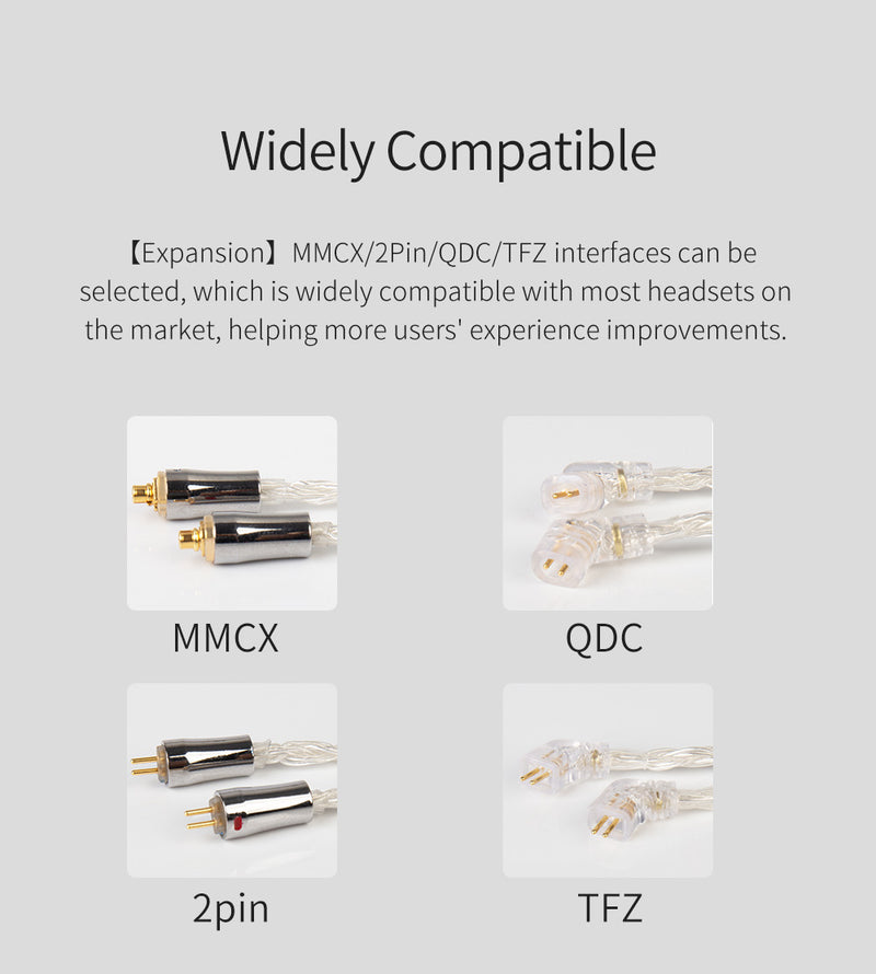 Cable de actualización de plata de 24 n núcleos 4N Cable de actualización plateada con MMCX / 2PIN / QDC / TFZ Conector Uso para Blon BL03 KBear KS1