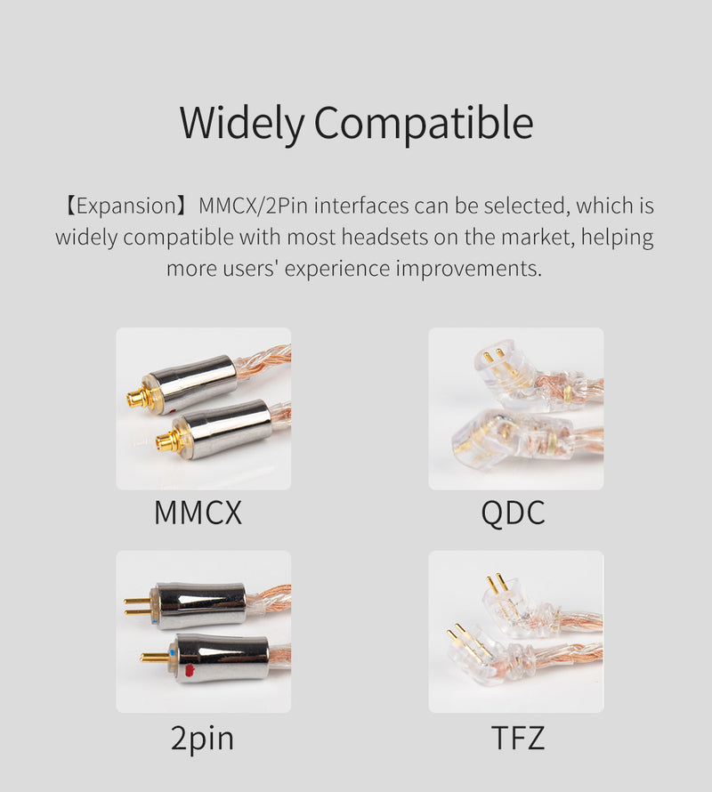 Cable de actualización plateado de 24 n núcleos 4N 4N Cable de actualización plateada con MMCX / 2PIN / QDC / TFZ Conector Uso para Kbear Lark KS1