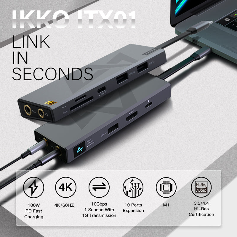 【IKKO ITX01】Docking Station USB C Hub USB 3.2 Adapter 10Gbps 10 in 1 Type C Hub Dock for Macbook Pro Air Xiaomi | Free Shipping