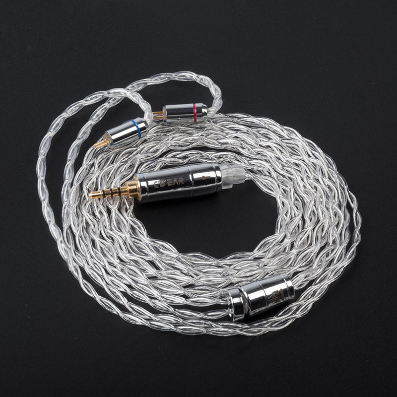 KBear Limpid 4 Core 4N 99,99% Reinheit Silber Kopfhörer Kabel 3,5 / 2,5 / 4,4 mm mmcx / 0,78mm 2pin / qdc / tfz für ZSX C12 ZSN Pro ZSX BLON BL-03