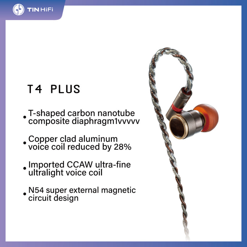 【TINHIFI T4 PLUS】10mm external magnetic carbon nanotubes diaphragm In-ear Earphone